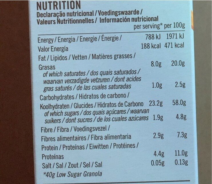 Foto da tabela nutricional