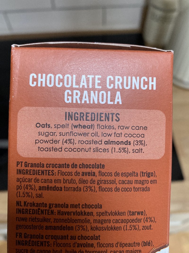 Foto da lista de ingredientes