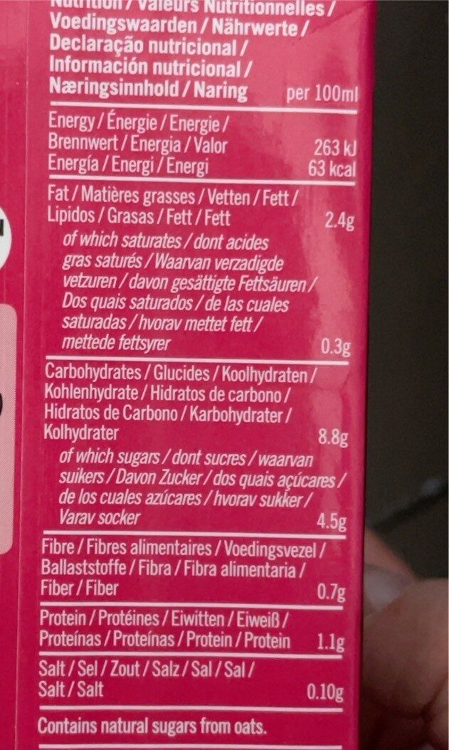 Foto da tabela nutricional