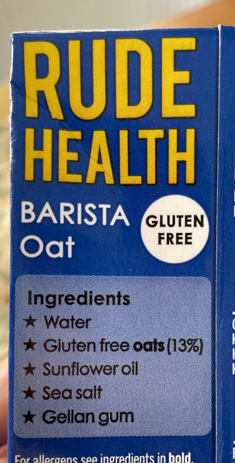 Foto da lista de ingredientes