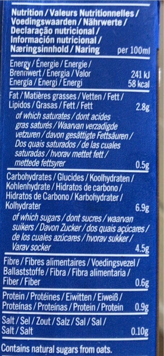 Foto da tabela nutricional