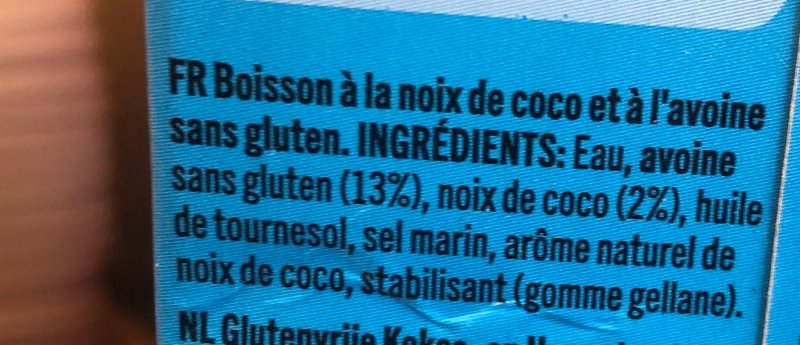 Foto da lista de ingredientes