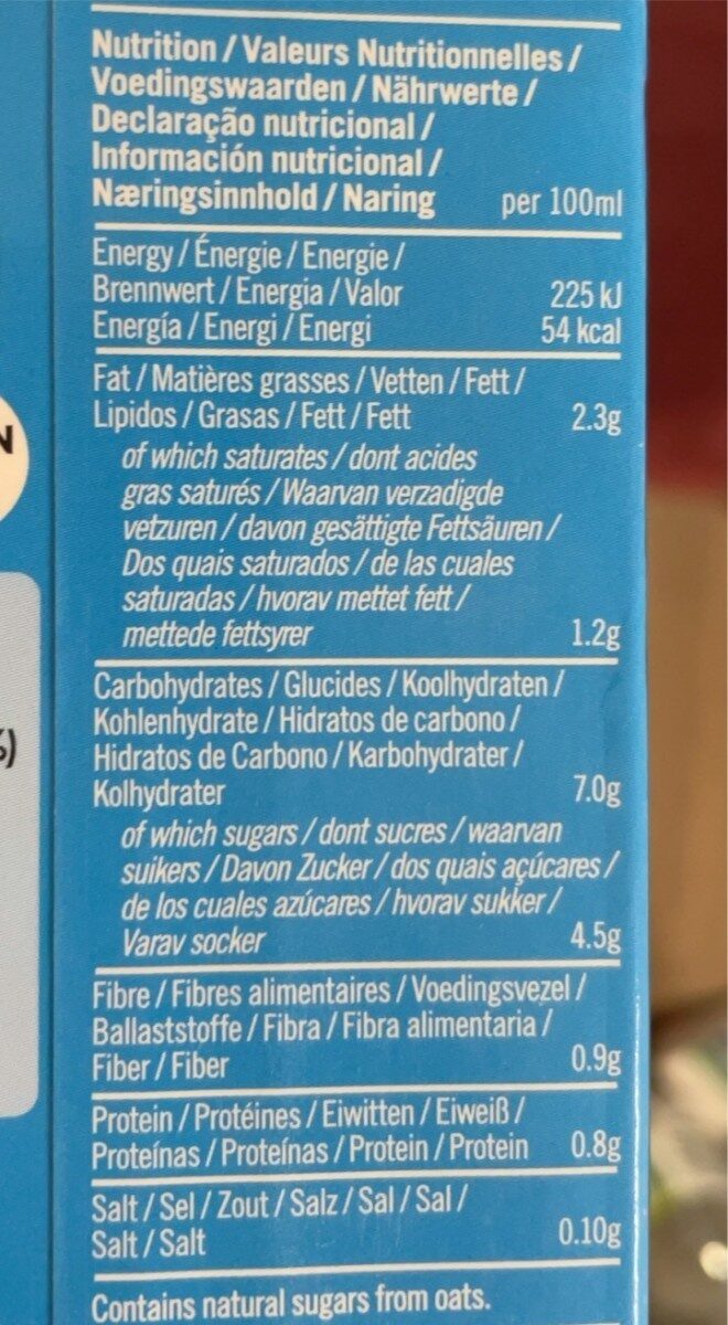 Foto da tabela nutricional