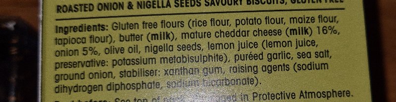 Foto da lista de ingredientes