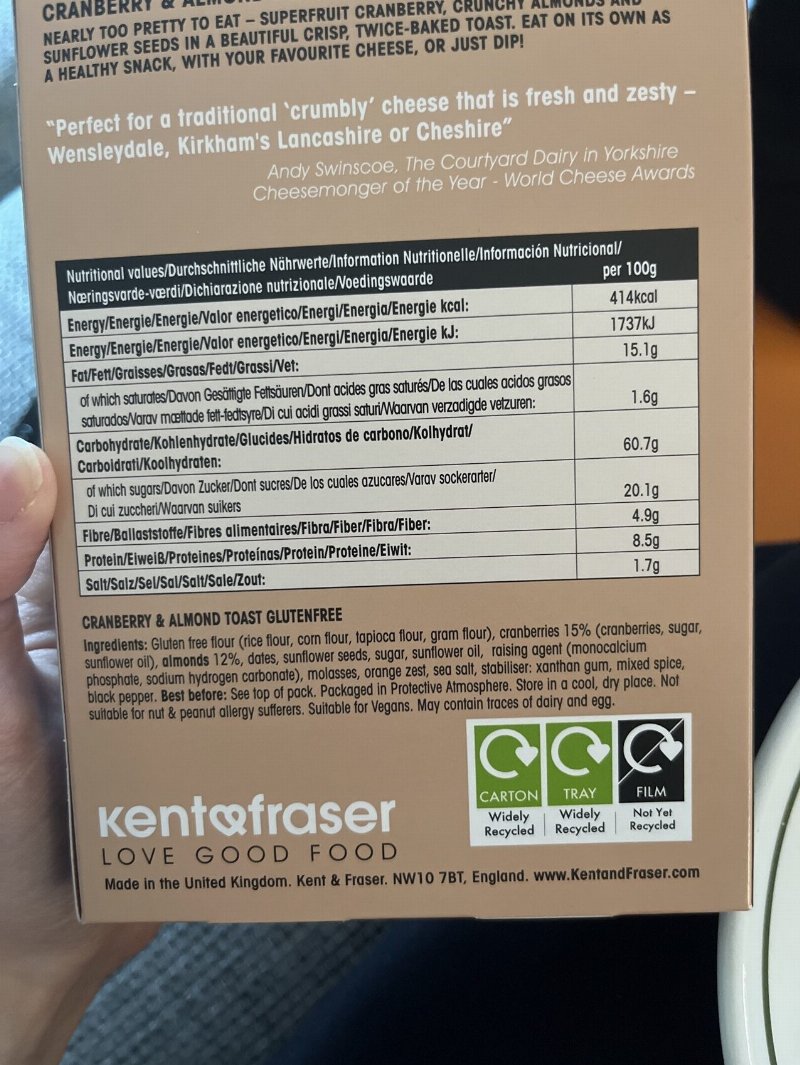 Foto da tabela nutricional