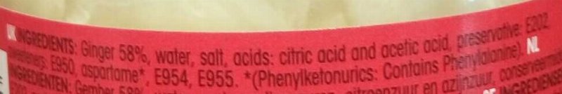 Foto da lista de ingredientes