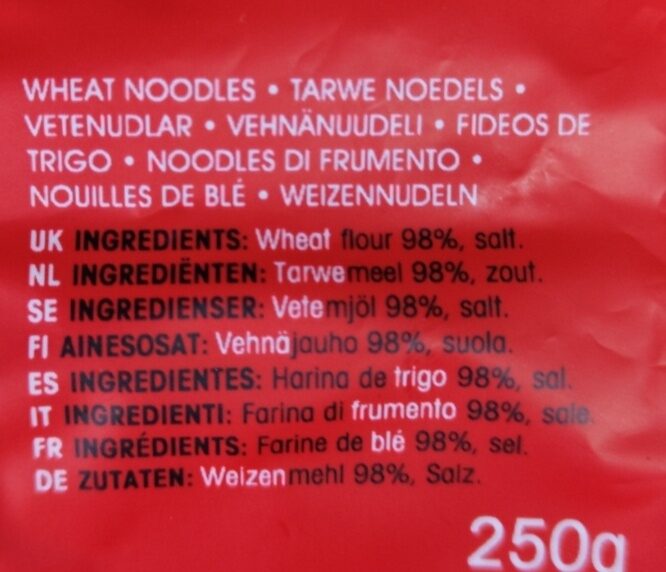 Foto da lista de ingredientes