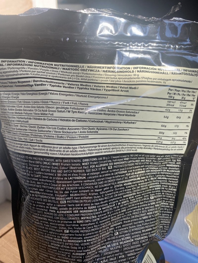 Foto da tabela nutricional