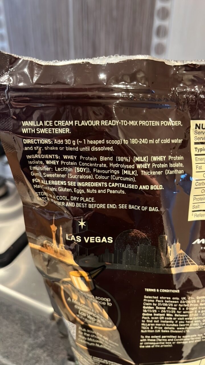 Foto da lista de ingredientes