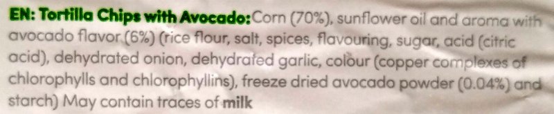 Foto da lista de ingredientes