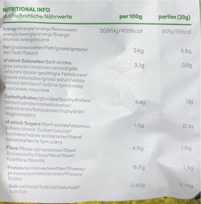 Foto da tabela nutricional