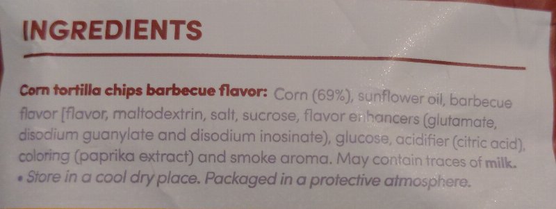 Foto da lista de ingredientes
