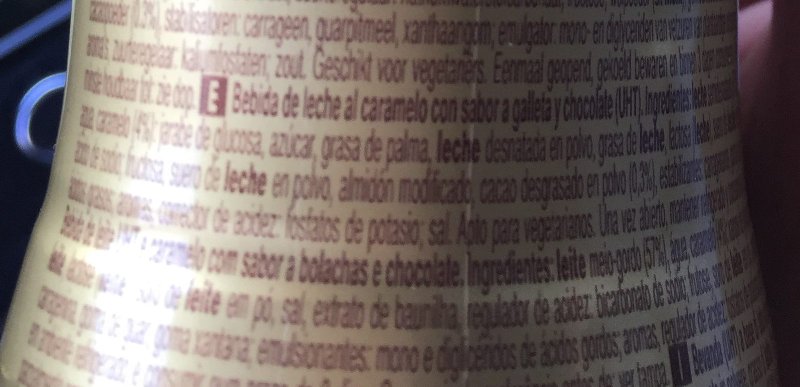 Foto da lista de ingredientes