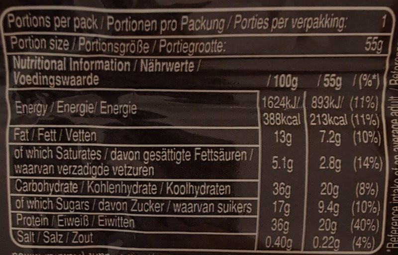 Foto da tabela nutricional