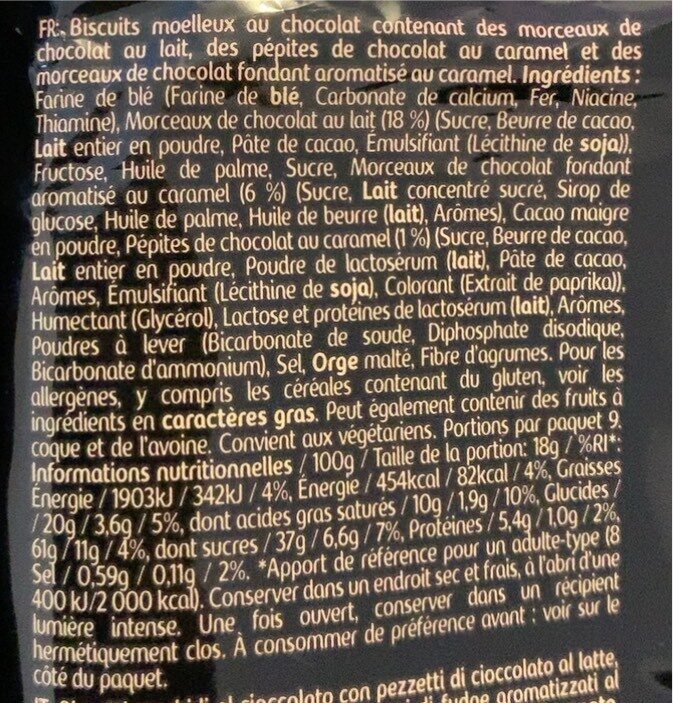 Foto da tabela nutricional