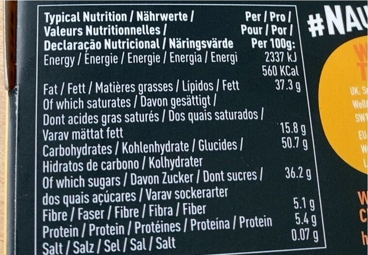 Foto da tabela nutricional