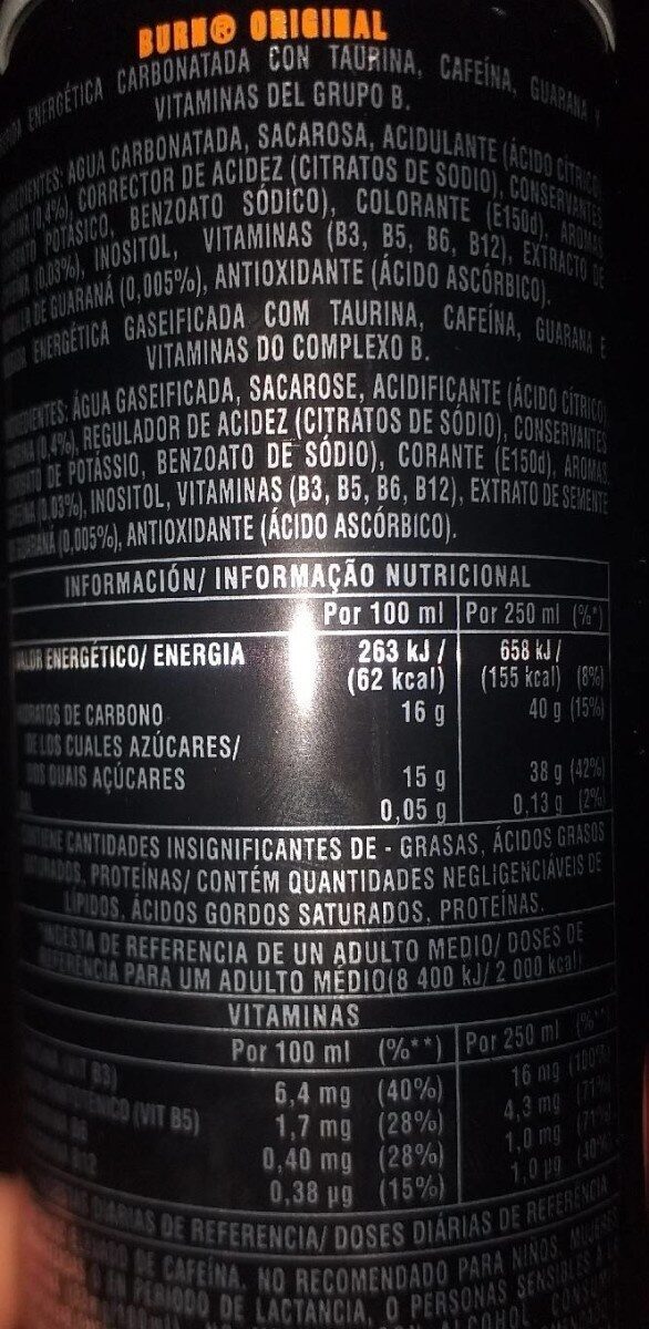 Foto da tabela nutricional