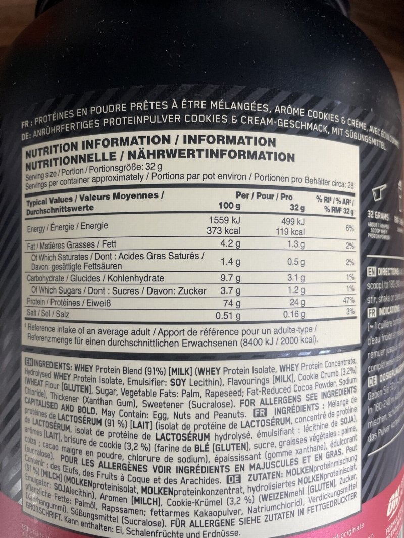 Foto da tabela nutricional
