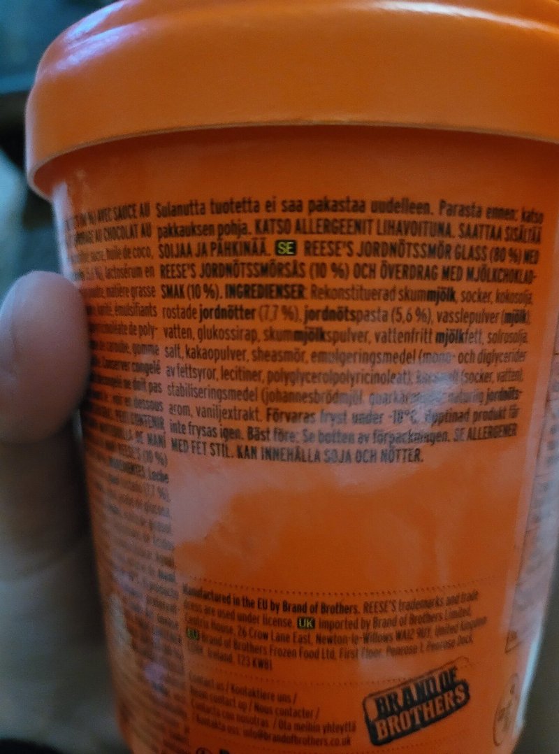Foto da lista de ingredientes
