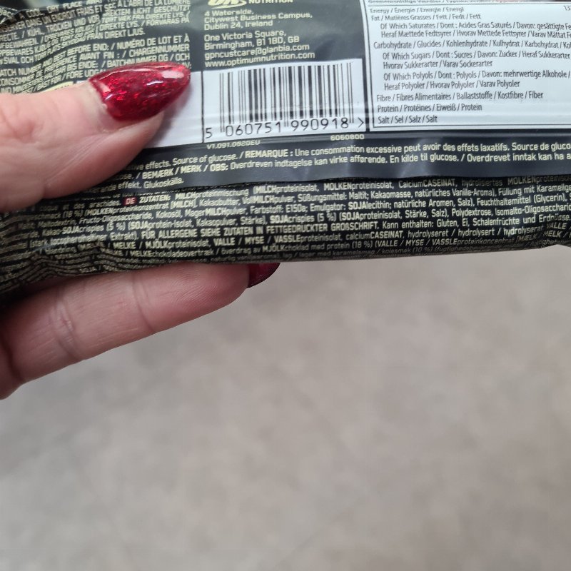 Foto da lista de ingredientes