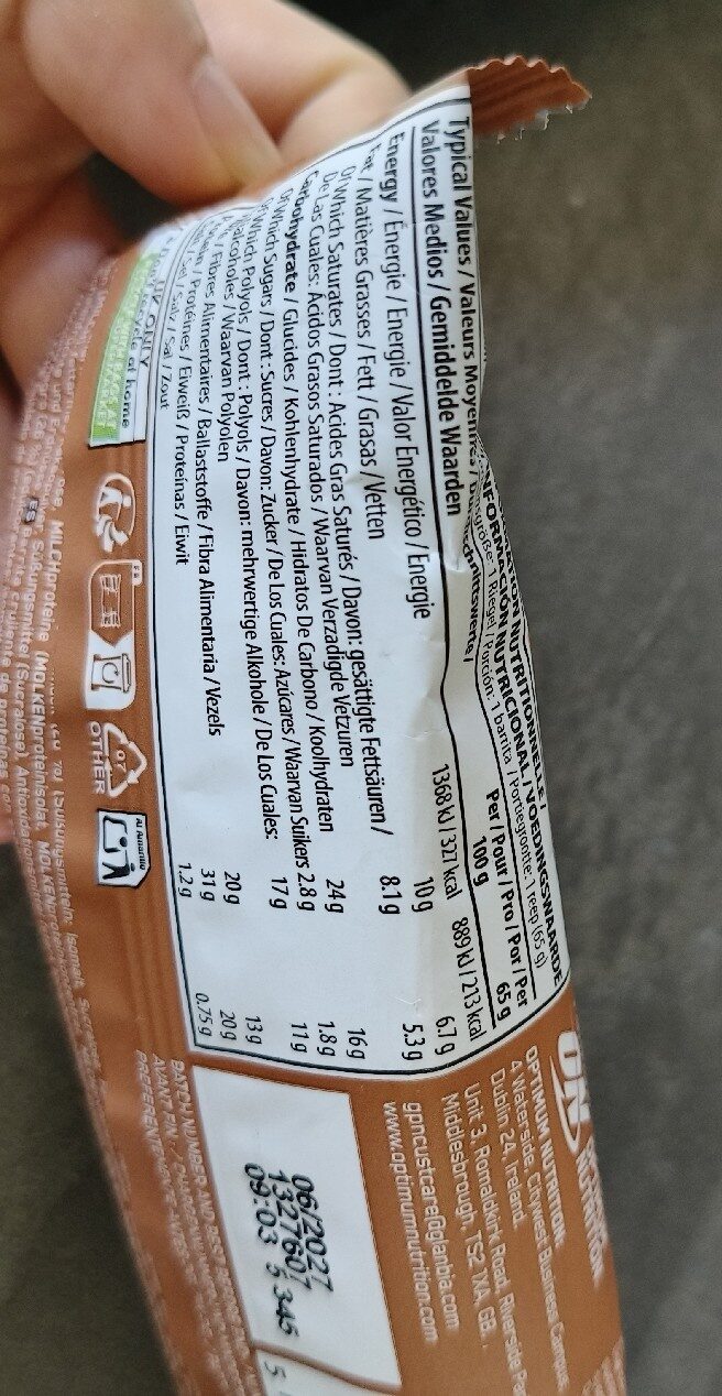 Foto da tabela nutricional