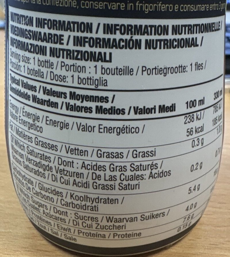 Foto da tabela nutricional