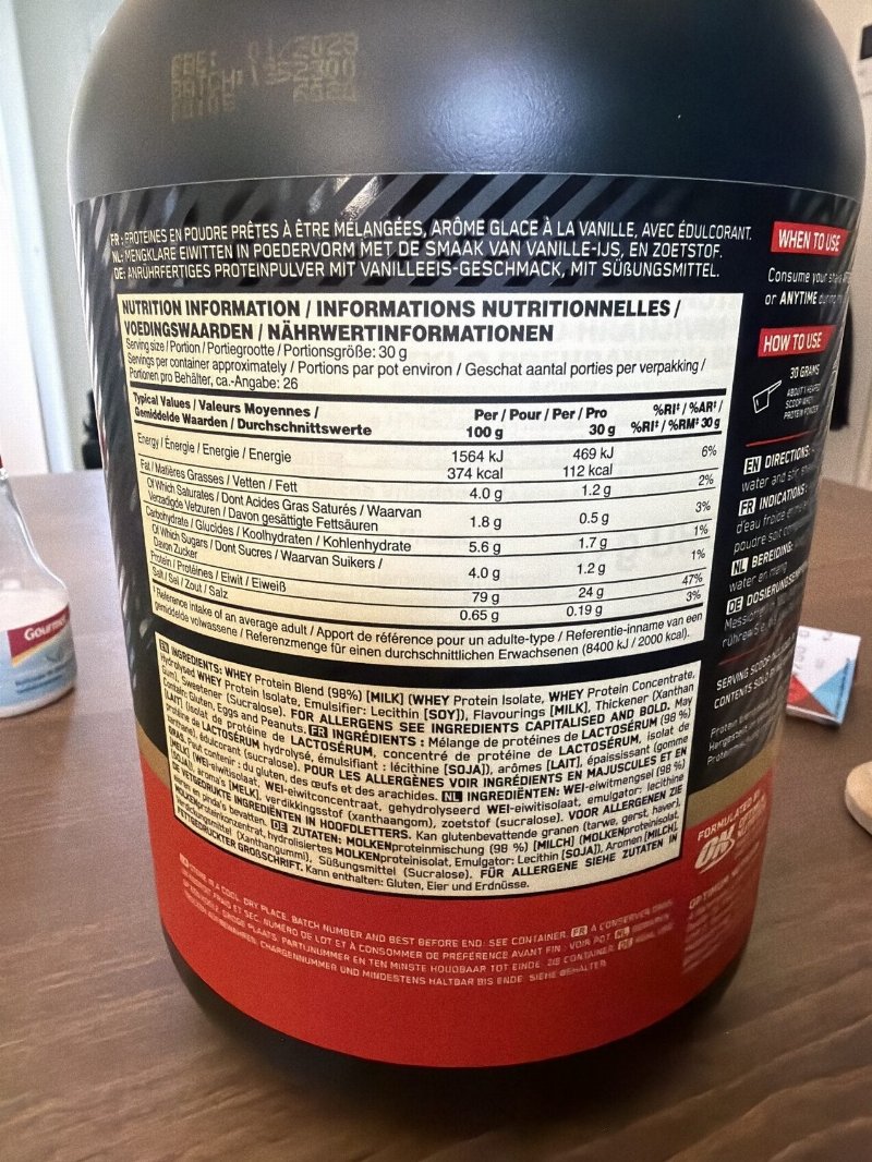 Foto da tabela nutricional