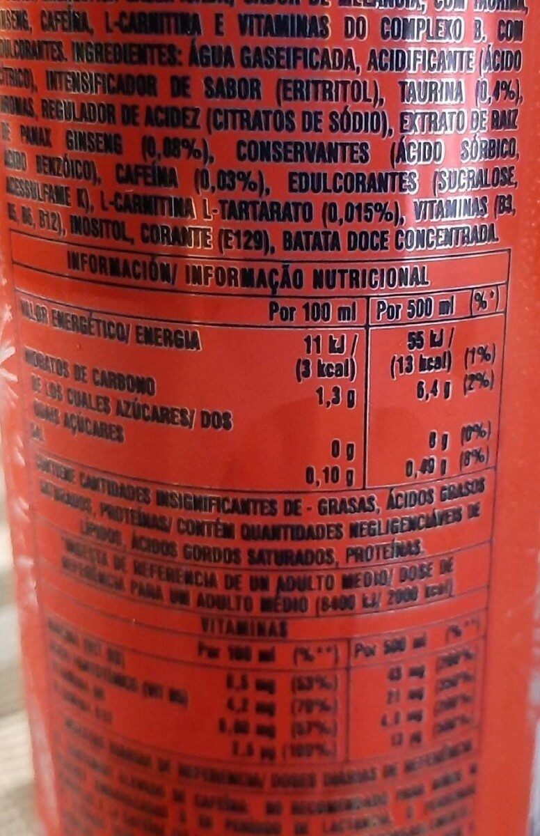 Foto da tabela nutricional