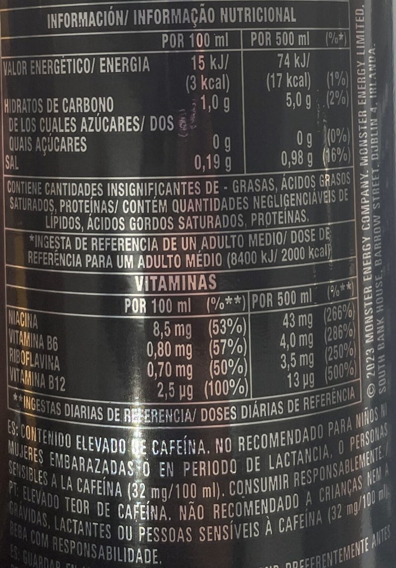 Foto da tabela nutricional