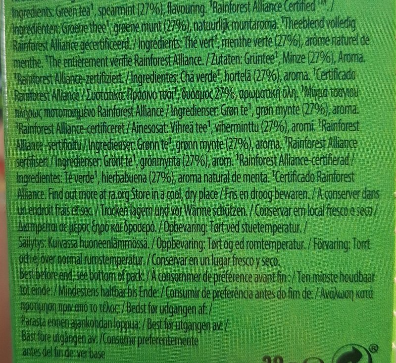 Foto da lista de ingredientes