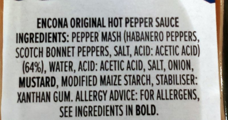 Foto da lista de ingredientes