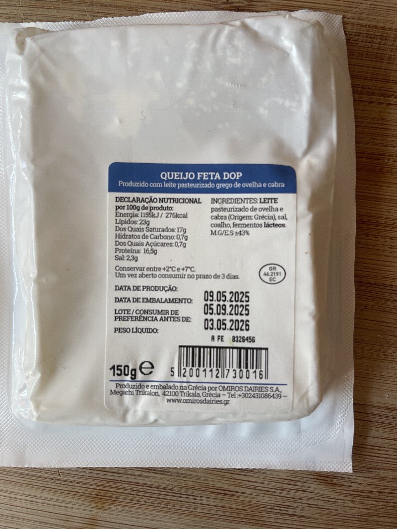 Foto da tabela nutricional