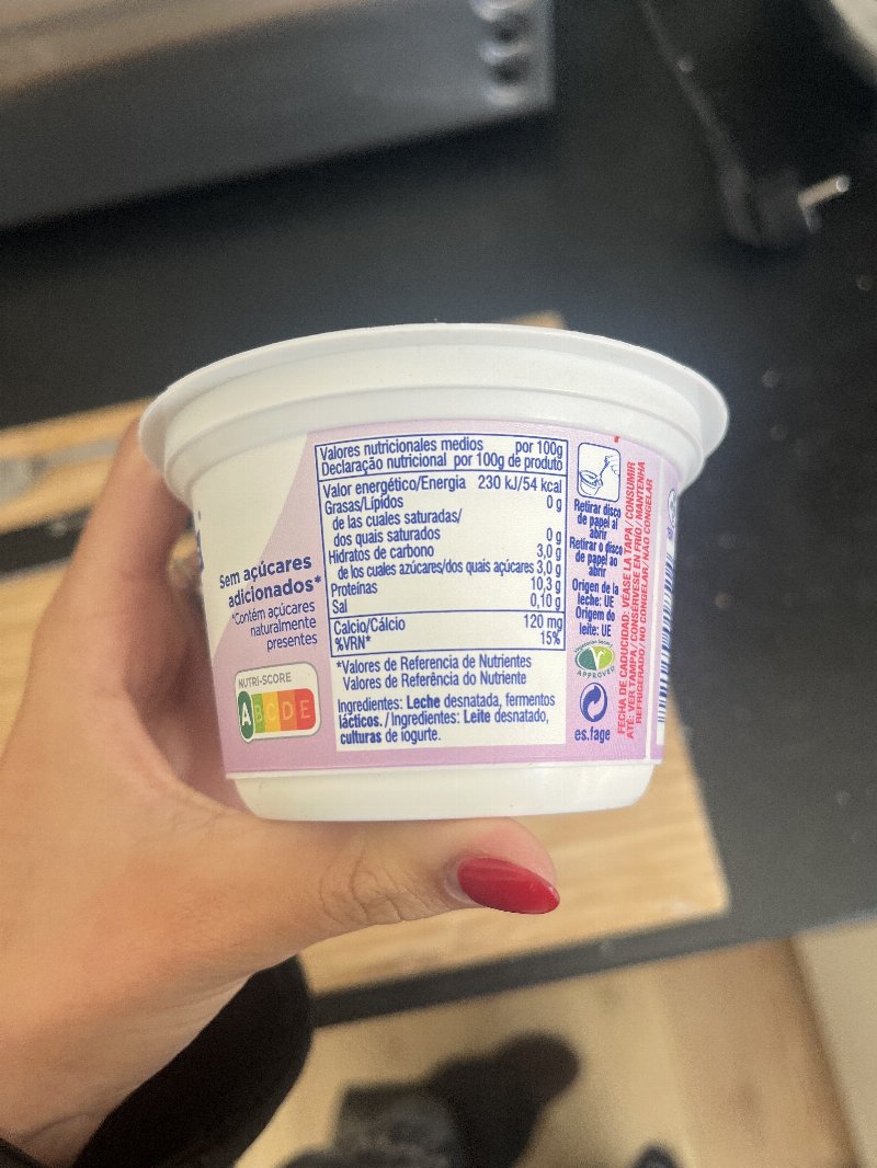Foto da lista de ingredientes