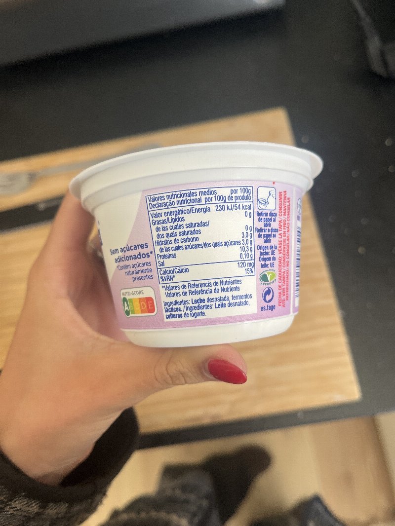 Foto da tabela nutricional
