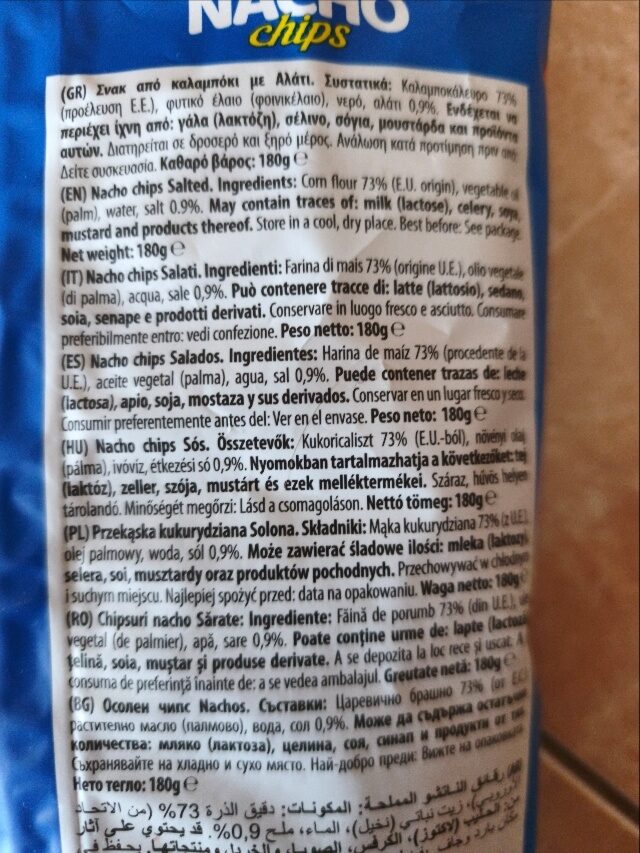 Foto da lista de ingredientes