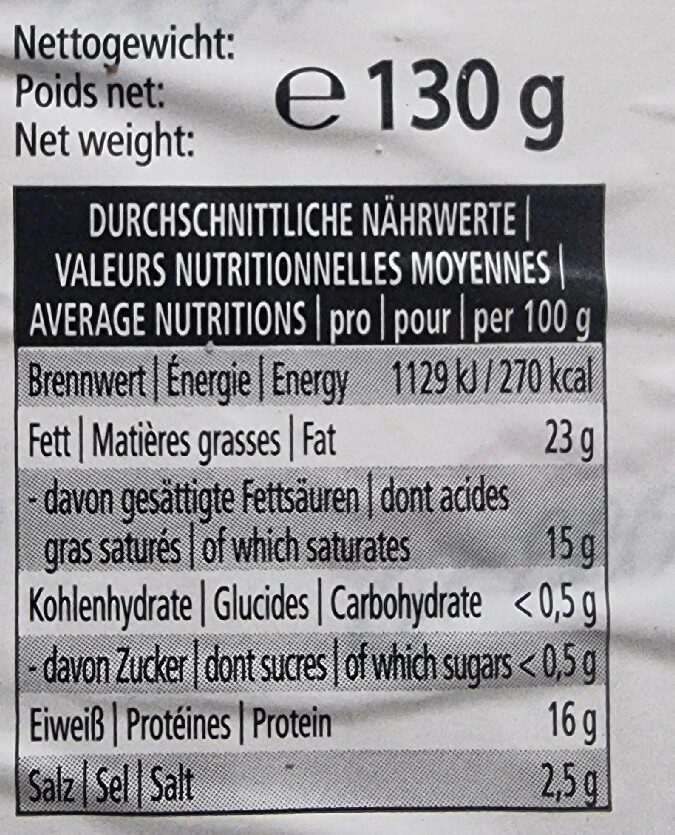 Foto da tabela nutricional