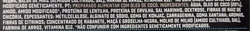 Foto da lista de ingredientes