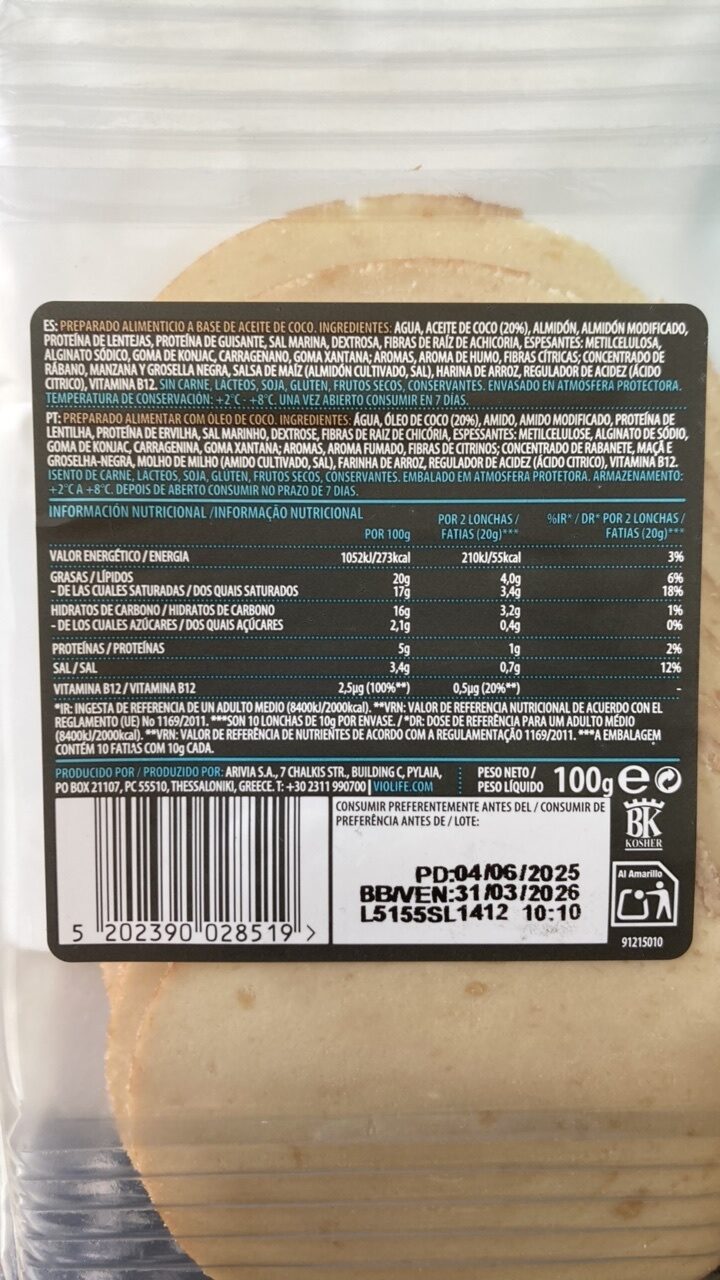 Foto da tabela nutricional