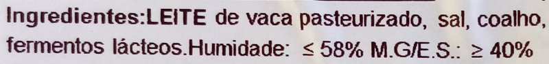 Foto da lista de ingredientes