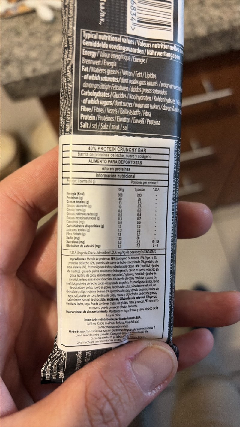 Foto da tabela nutricional