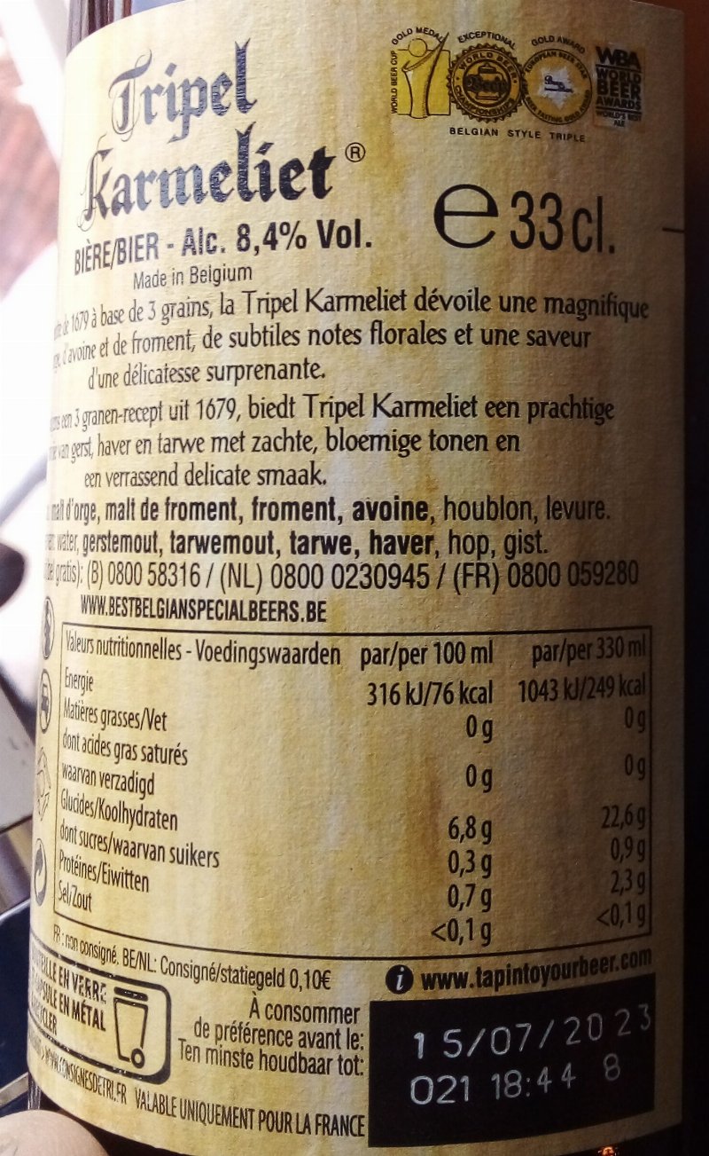 Foto da tabela nutricional