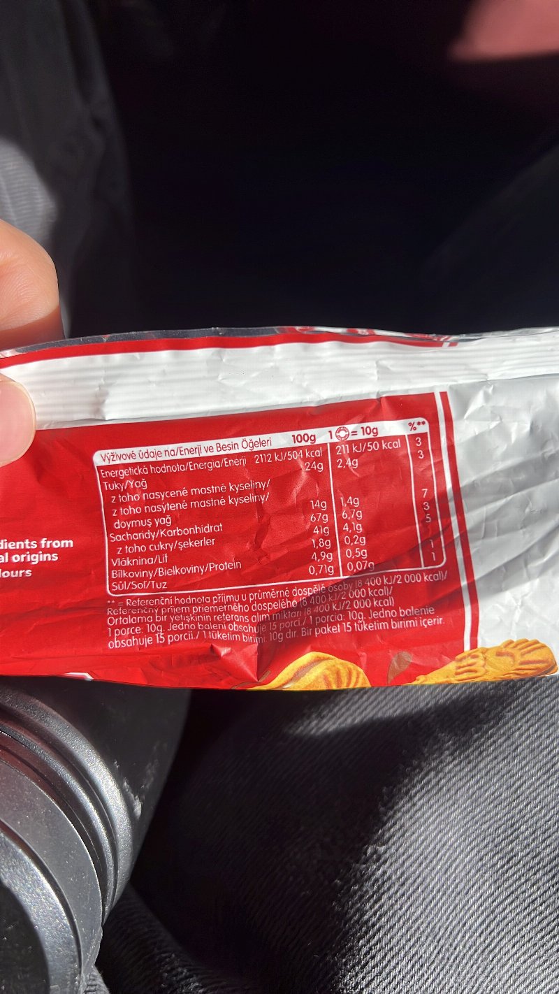 Foto da tabela nutricional