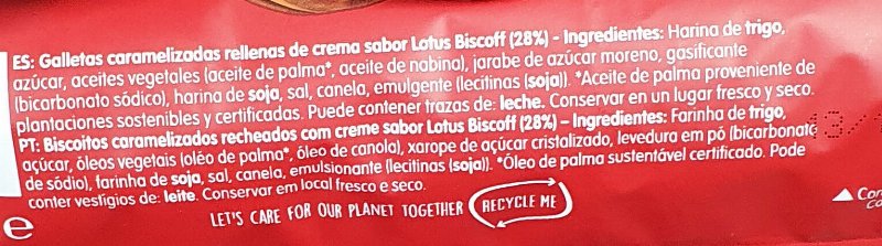 Foto da lista de ingredientes