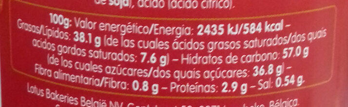 Foto da tabela nutricional