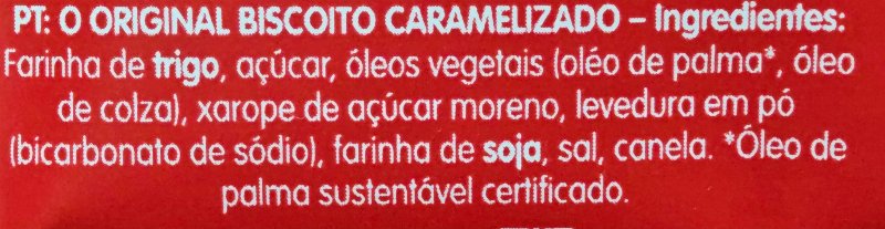 Foto da lista de ingredientes