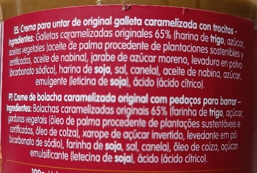 Foto da lista de ingredientes