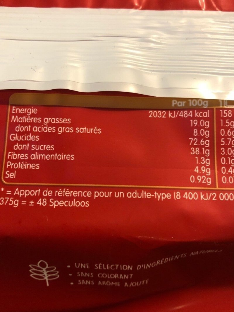 Foto da tabela nutricional