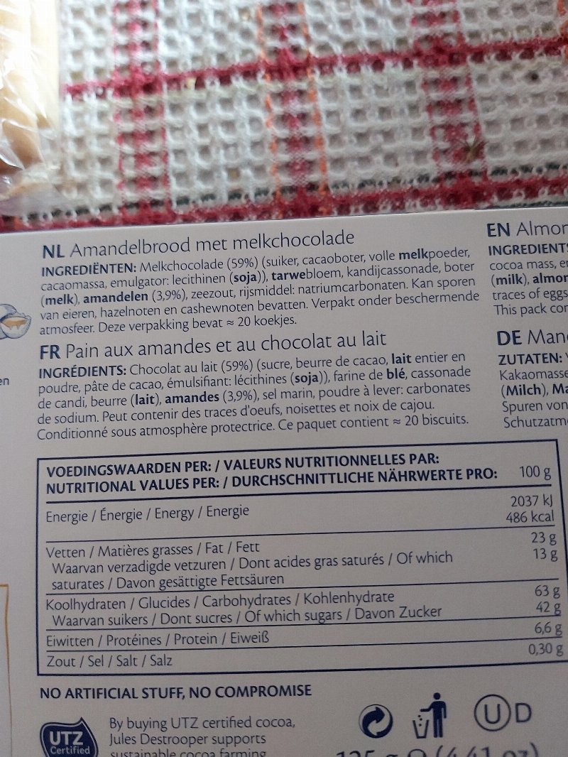 Foto da lista de ingredientes