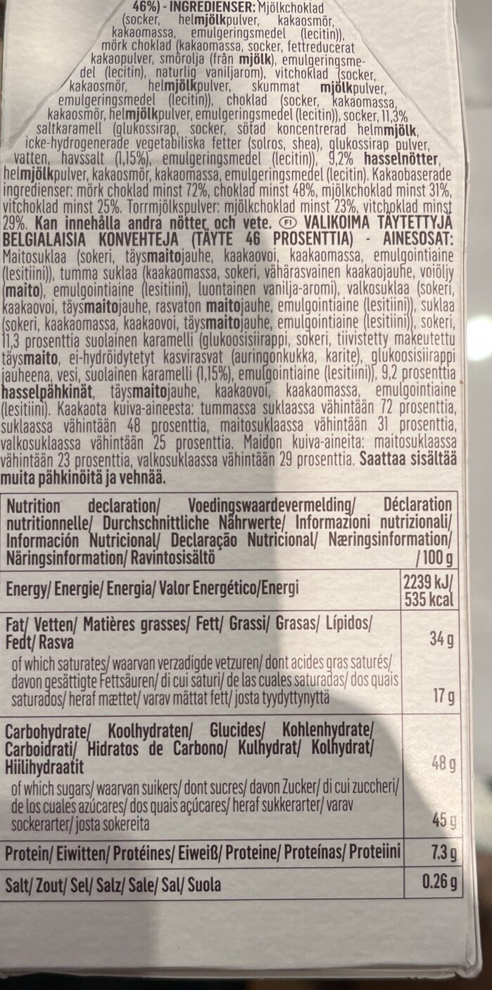 Foto da tabela nutricional
