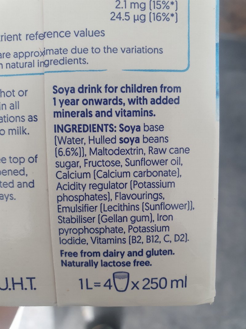 Foto da lista de ingredientes